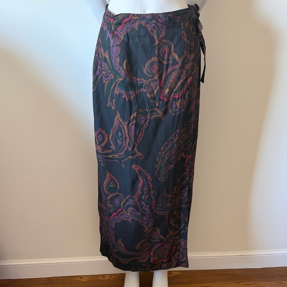 Finity Naturals Vintage 100% Silk Paisley Wrap Midi
Boho Skirt Size 10 New